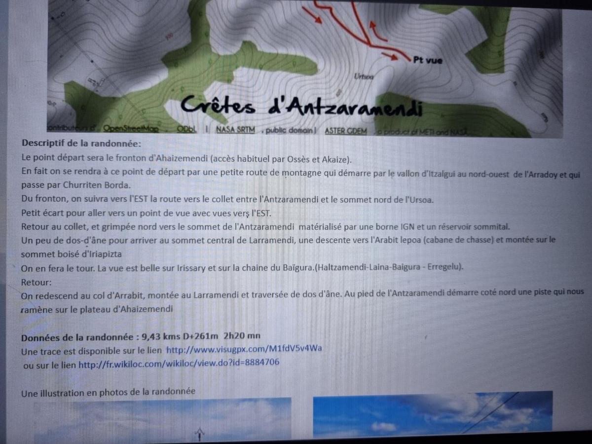 Gite Xuritenborda 7 Personnes Avec Vue Exceptionnelle Sur Les Montagnes Basque Ossès Exterior foto